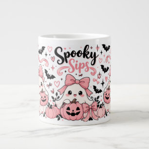 Caneca De Café Grande Brindes Assustadores Rosa Coquette Fantasmas de Ha