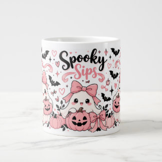 Caneca De Café Grande Brindes Assustadores Rosa Coquette Fantasmas de Ha