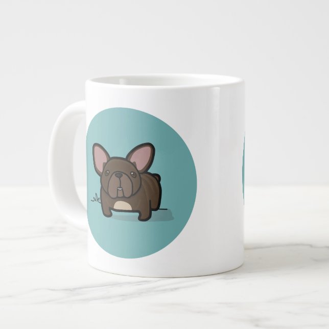 Caneca De Café Grande Brindle Frenchie (Frente Esquerda)