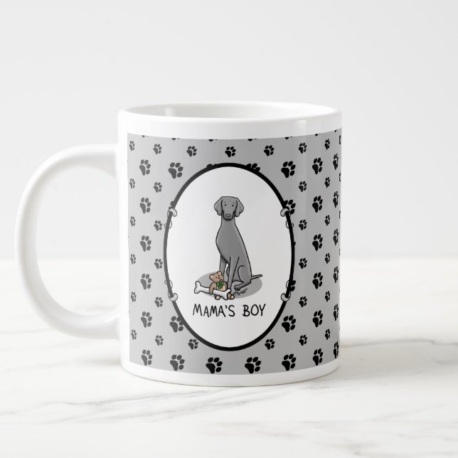 Caneca De Café Grande Brinquedos da mamãe Weimaraner (cinza 1) (Esquerda)