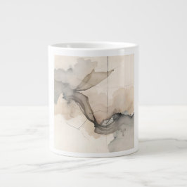 Caneca De Café Grande "Broken Grid" Japandi Linen Pattern | Faded Wabi-S
