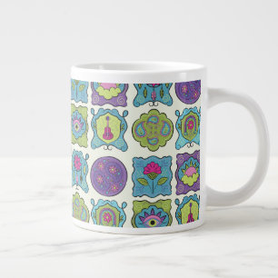 Caneca De Café Grande Brones brancos, com tons desenhados para a mão