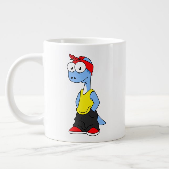 Caneca De Café Grande Brontossauro Vestido Em Roupa De Salto De Salto. (Esquerda)