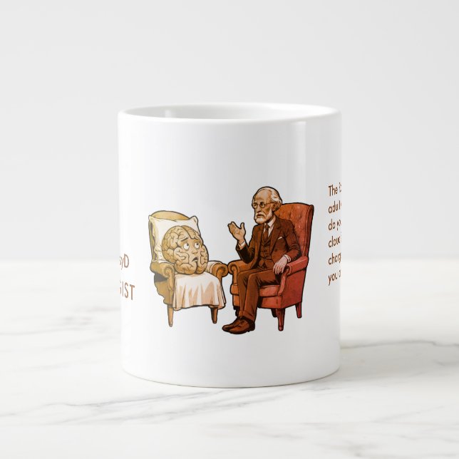 Caneca De Café Grande Brown Rorschach Freud Brain Psychologist Mental He (Frente)