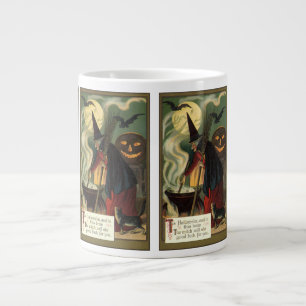 Caneca De Café Grande Bruxa de Halloween Vintage Mexendo Caldeirão Mágic