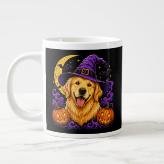 Caneca De Café Grande Bruxa do Retriever Dourado Halloween Amante de Cac