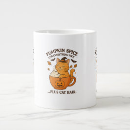 Caneca De Café Grande Bruxa Ginger Cat - Design de Halloween Bonito com
