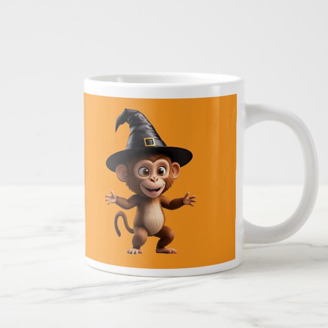 Caneca De Café Grande Bruxa Macaco Mago (Direita)