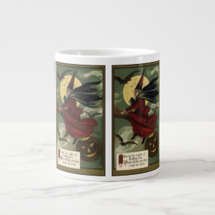 Caneca De Café Grande Bruxa Vintage de Halloween Montada em Cabo de Vass