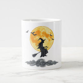 Caneca De Café Grande Bruxa Voadora Silhouette Mug