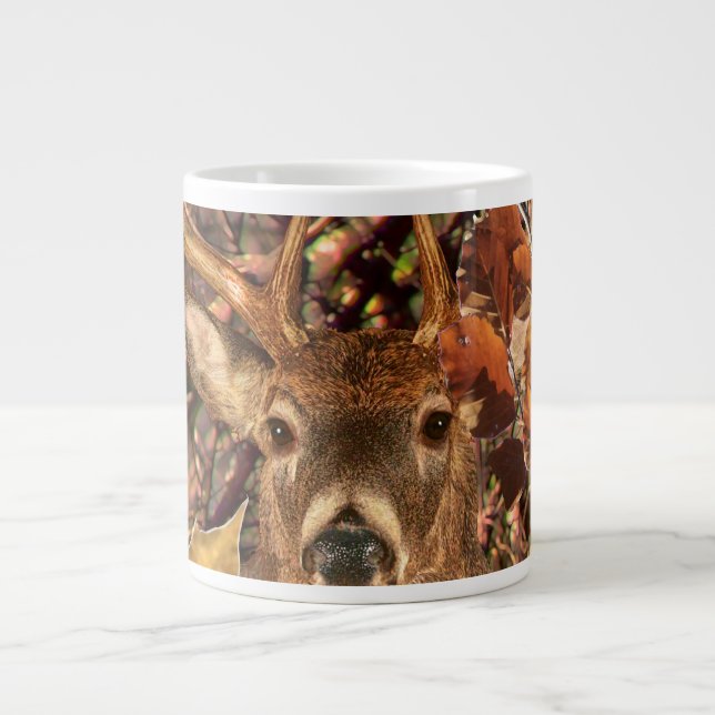 Caneca De Café Grande Buck in Fall Camo White Tail Deer (Frente)