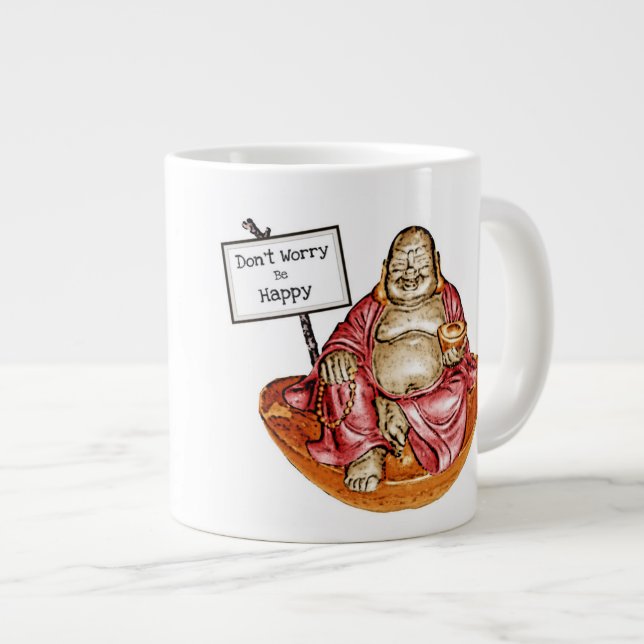 Caneca De Café Grande Buda Rindo (Frente Esquerda)