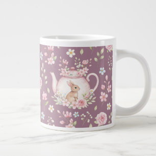 Caneca De Café Grande Bule de Coelho Caprichoso Floral Primavera