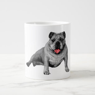 Caneca De Café Grande Bulldog com Acentos Vermelhos Divertidos