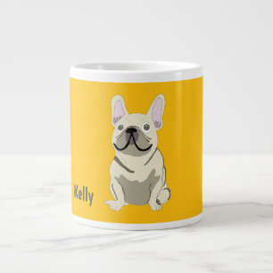 Caneca De Café Grande Bulldogue Francês Creme