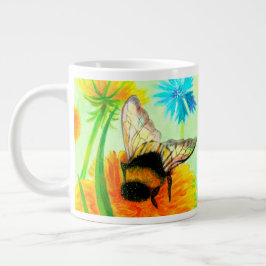 Caneca De Café Grande Bumblebee em dandelion