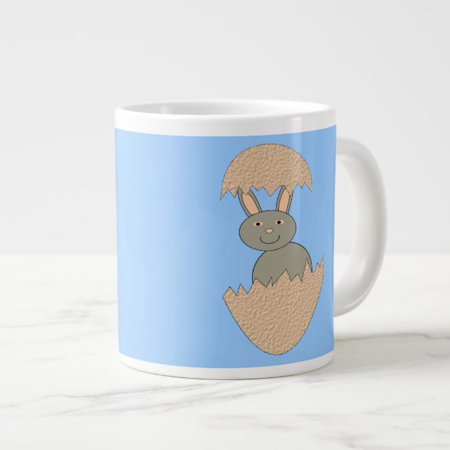 Caneca De Café Grande Bunny Hatching from Egg Weird Mug (Frente Esquerda)