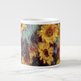 Caneca De Café Grande Buquê de Sunflower por Claude Monet, Vintage Art