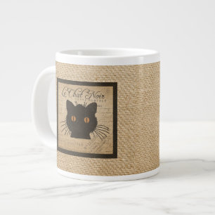 Caneca De Café Grande Burlap Le Chat Noir Francês O Gato Negro