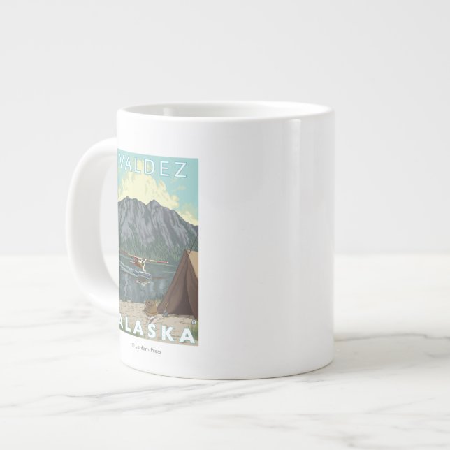 Caneca De Café Grande Bush Plane & Fisheries - Valdez, Alasca (Frente Esquerda)