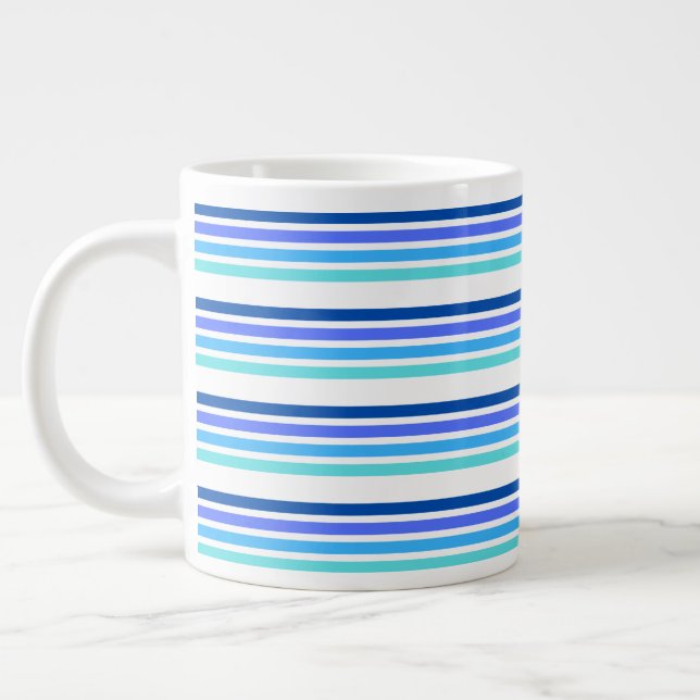 Caneca De Café Grande Business Blue Stripe Tea Coffee Specialty Mug (Esquerda)