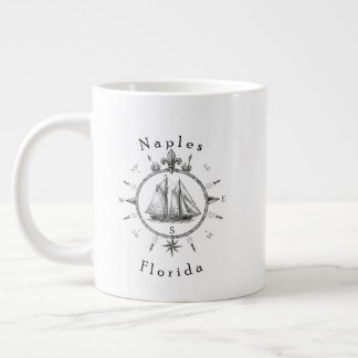 Caneca De Café Grande Bússola Náutica de Vela de Naples Flórida Barco à