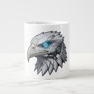 Caneca De Café Grande Cabeça Cibernética de Águia Robótica Futurista Águ