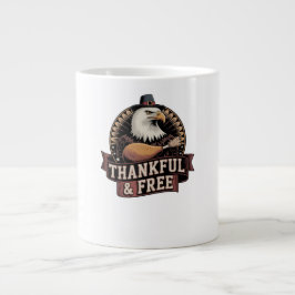 Caneca De Café Grande Cabeça de Águia Ousada Agradecida e Livre Gráfico 
