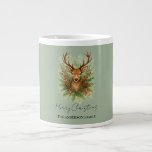 Caneca De Café Grande Cabeça de Veado Rústico da Floresta com Folhagem d
