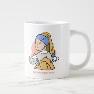Caneca De Café Grande Cabelos engraçados de gato não se importam com g