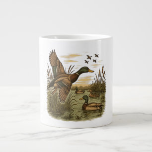 Caneca De Café Grande Caça ao Pato-Marrecão-Retro-Voador