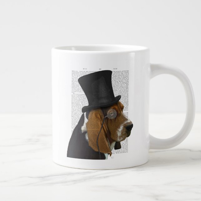 Caneca De Café Grande Caça-Basset, Caça-Formal e Chapéu (Direita)