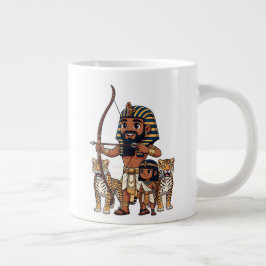 Caneca De Café Grande Caça no Antigo Egito com Leopardos