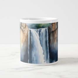 Caneca De Café Grande Cachoeira pintada à aquarela