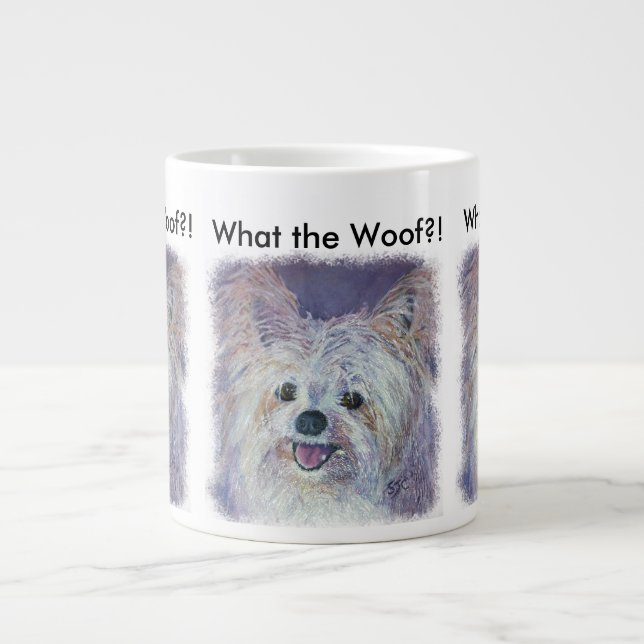 CANECA DE CAFÉ GRANDE CACHORRINHO BRANCO MIX DE YORKSHIRE FOFO (Frente)