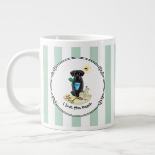 Caneca De Café Grande Cachorro Bonito - Praia de Verão - Labrador Negro