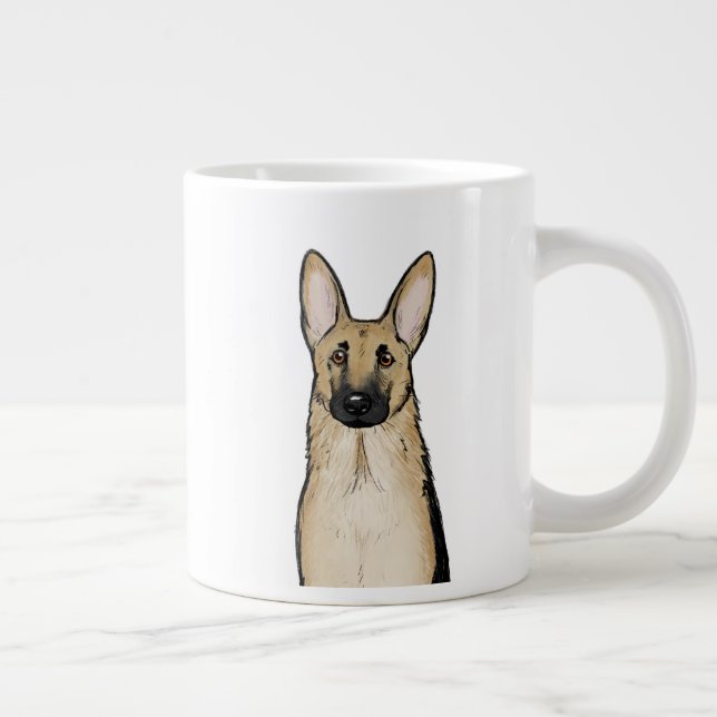 Caneca De Café Grande Cachorro-claro e German shepherd preto | Pet Art (Direita)