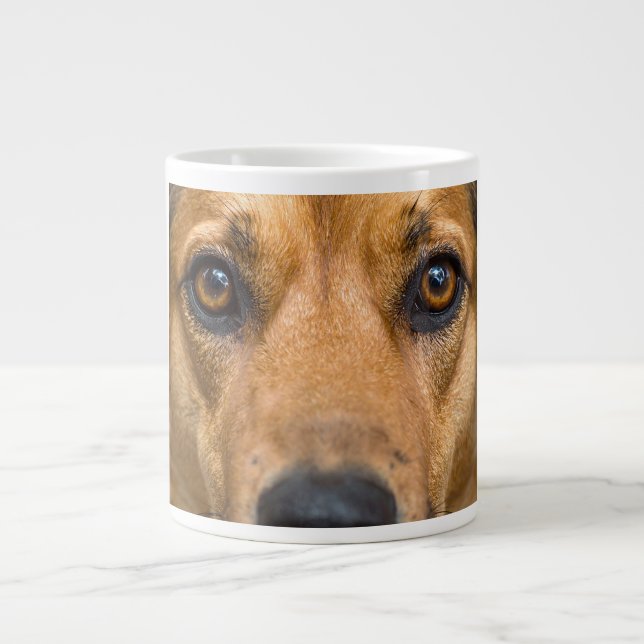 Caneca De Café Grande Cachorro Curioso Observando (Frente)
