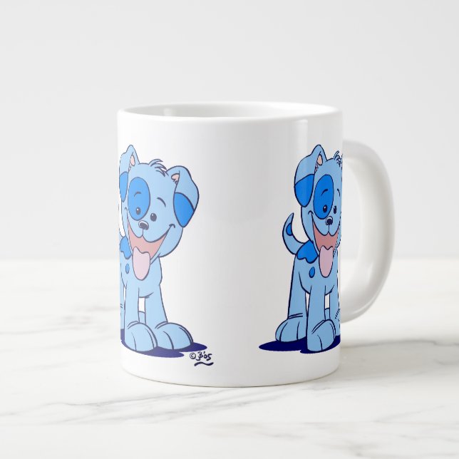 Caneca De Café Grande Cachorro de Cartoon Azul (Frente Esquerda)