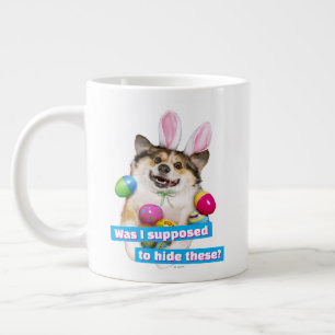 Caneca De Café Grande Cachorro deitado em ovos de Páscoa