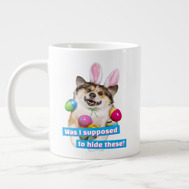 Caneca De Café Grande Cachorro deitado em ovos de Páscoa (Esquerda)