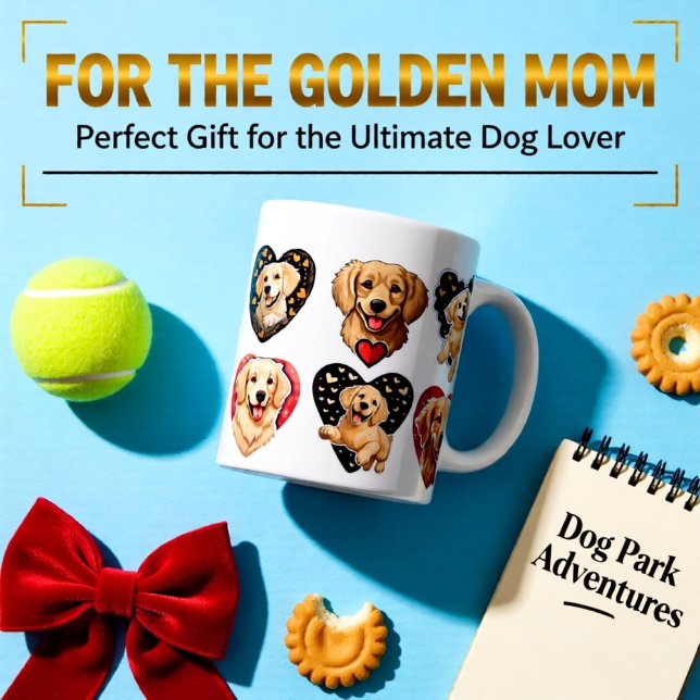 Caneca De Café Grande Cachorro do namorados Ouro (Valentine Golden Retriever Heart Pattern Cute Dog Giant Coffee Mug)