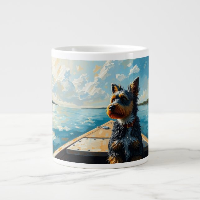 Caneca De Café Grande Cachorro em um barco (Frente)