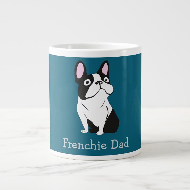 Caneca De Café Grande Cachorro Fofo, azul escuro médio (Frente)