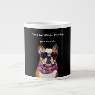 Caneca De Café Grande Cachorro Inteligente com Óculos – Citação Divertid