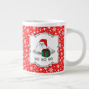 Caneca De Café Grande Cachorro Maltês de Natal Santa Hat Engraçado
