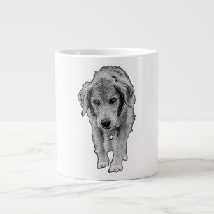 Caneca De Café Grande Cachorro Misturado Retriever Manhã de Natal
