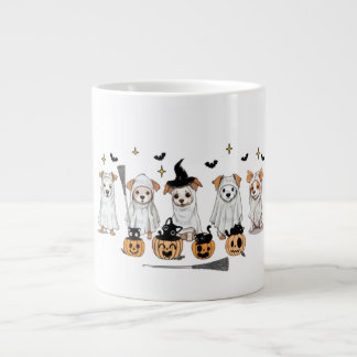 Caneca De Café Grande Cachorro Negro Pumpkin Halloween