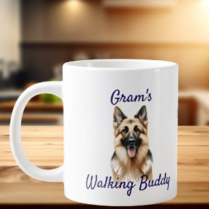 Caneca De Café Grande Cachorro Pastor Alemão Personalizado ''Passeio da