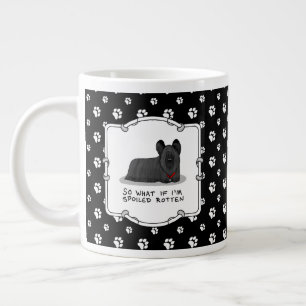 Caneca De Café Grande Cachorro podre de Skye Terrier, borrado (preto) Cu